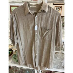 Perry Ellis Linen Blend Men's Size L Button Up Shirt AAA2606